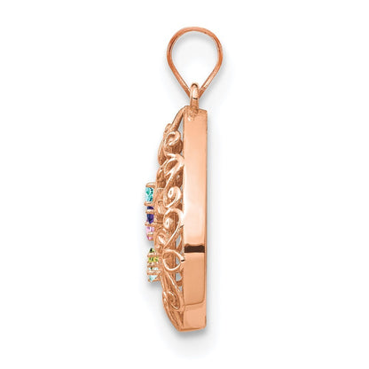 14k Rose Gold 5 Birthstone Tree of Life Tear Drop Pendant for Women