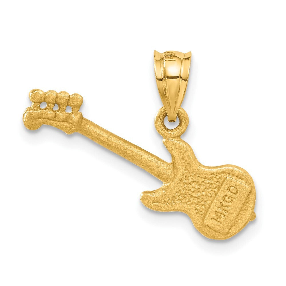 14k Yellow Gold 3D Guitar Charm Pendant for Women