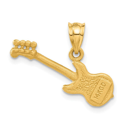 14k Yellow Gold 3D Guitar Charm Pendant for Women
