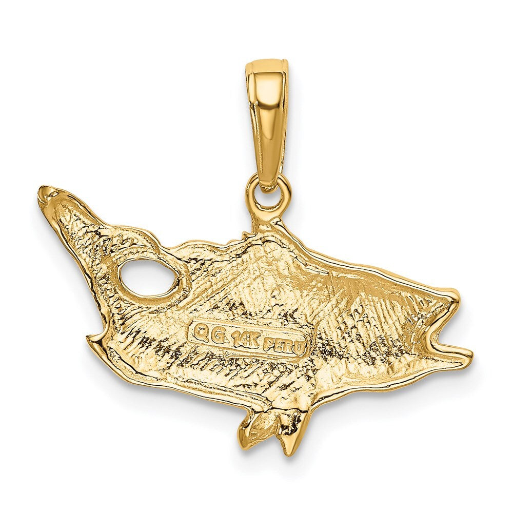14k Yellow Gold Open Mouthed Bass Fish Pendant for Women