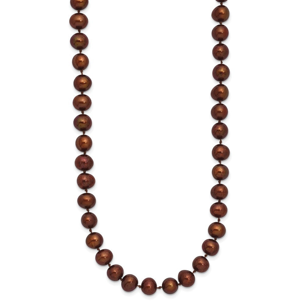 Sterling Silver Rhodium-plated 6-7mm Brown Cultured Pearl Necklace 18"