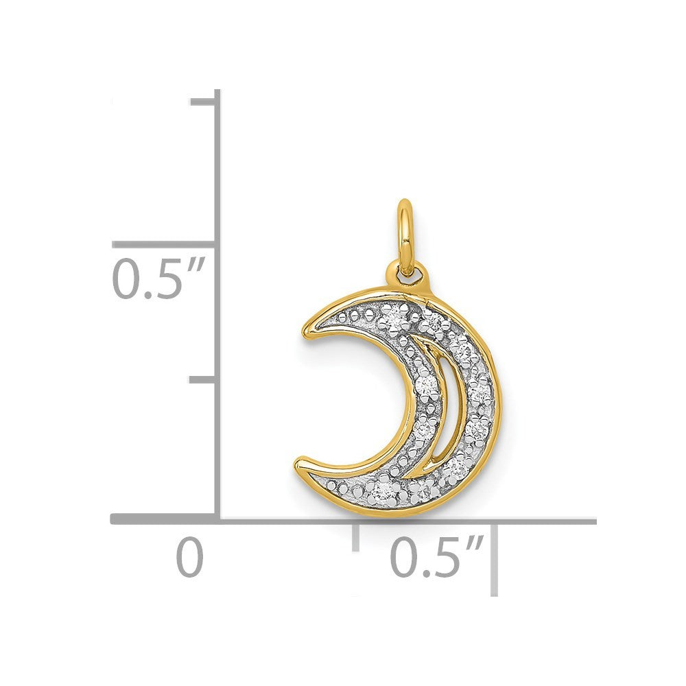 14k Yellow Gold Diamond Moon Charm Pendant
