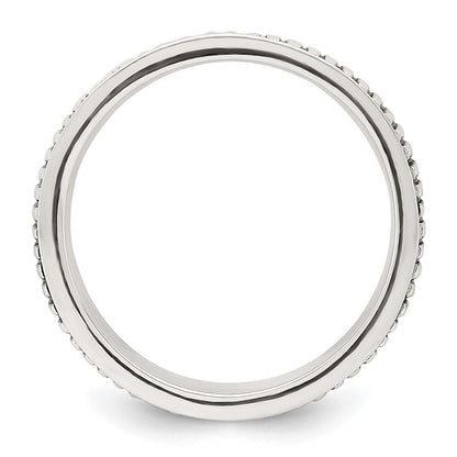 Sterling Silver Polished Oxidized Patterned Men's Ring