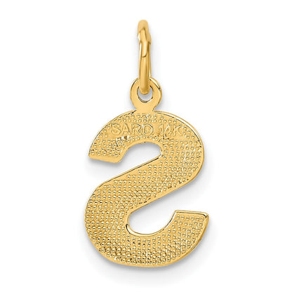 14k Yellow Gold Satin Diamond-cut Letter S Initial Charm Pendant for Women
