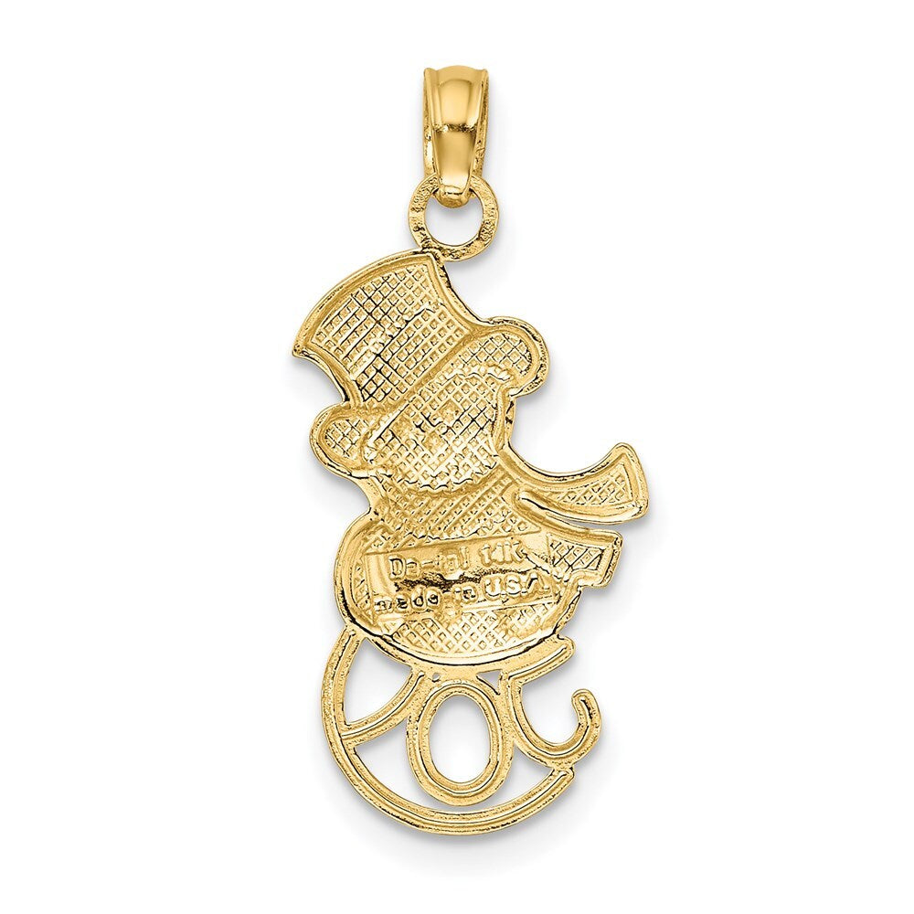 14k Yellow Gold and Rhodium Snowman Joy Pendant for Women