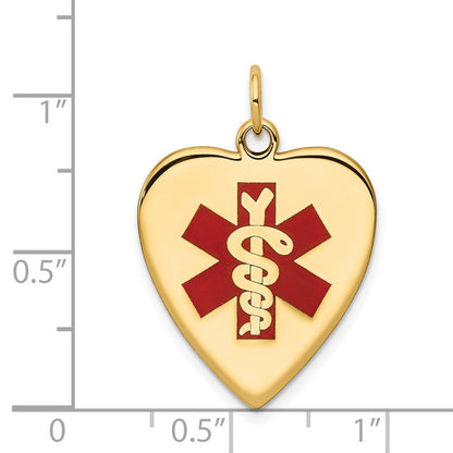 14k Yellow Gold Heart-Shaped Enameled Medical Jewelry Pendant for Women