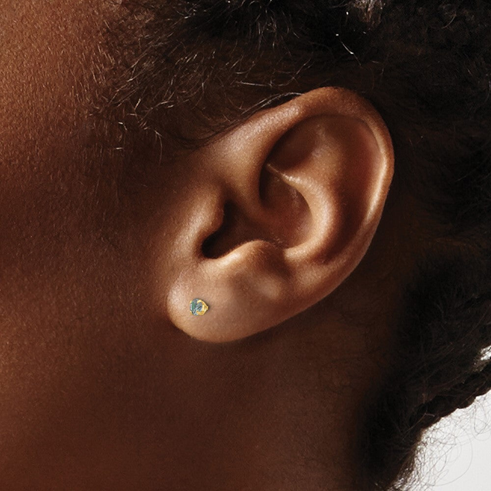 14k Yellow Gold 3mm Alexandrite Birthstone Stud Earrings (Jun) Gift for Women