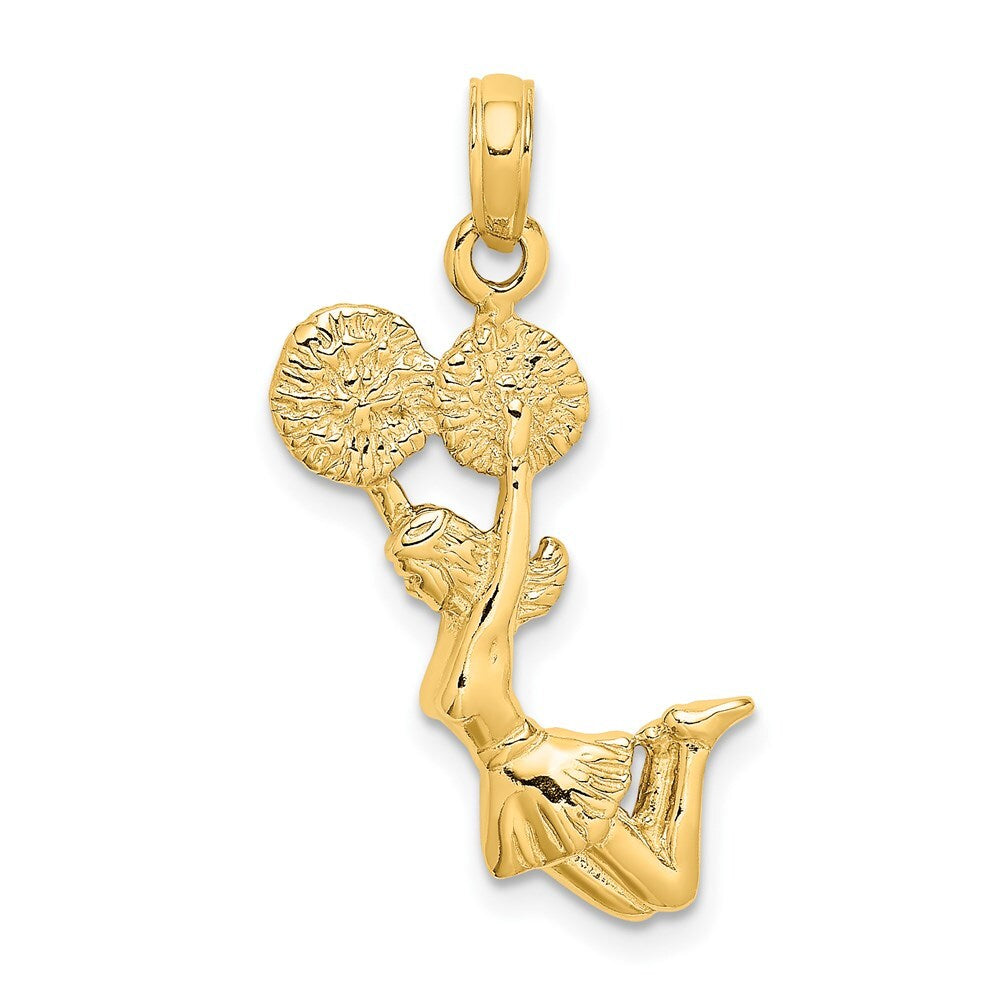 14k Yellow Gold 3-D Jumping Cheerleader Charm Pendant for Women