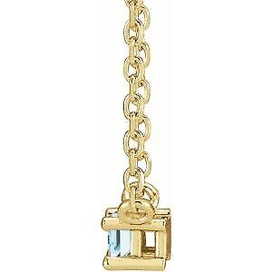 14k Yellow Gold Natural Sky Blue Topaz Solitaire Pendant Necklace