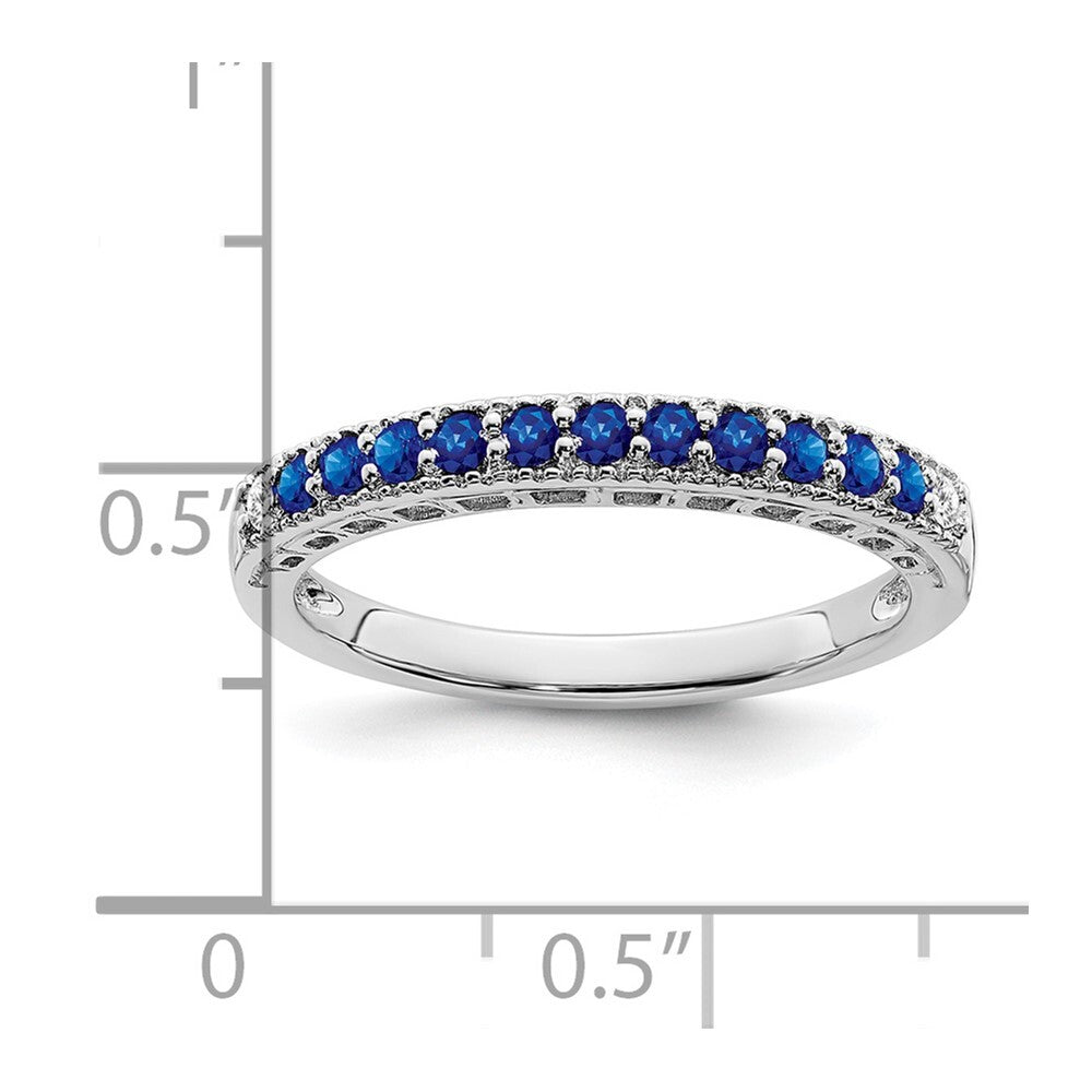 14k White Gold Sapphire and Diamond Band Size 7