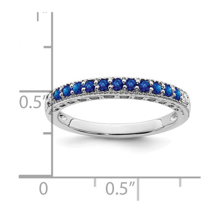 14k White Gold Sapphire and Diamond Band Size 7