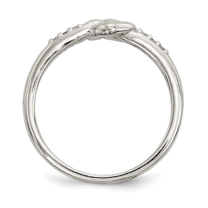 Sterling Silver Cubic Zirconia Heart Ring Size 6