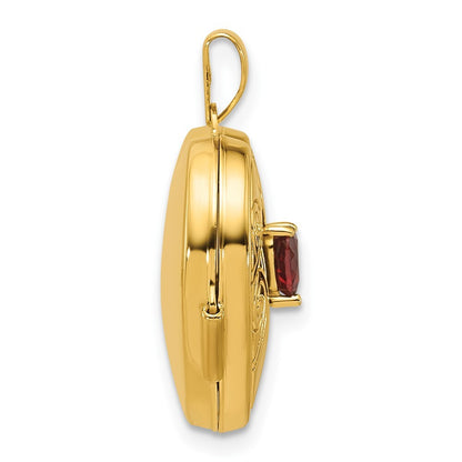 14k Yellow Gold Polished Garnet January Birthstone 18mm Heart Locket Pendant