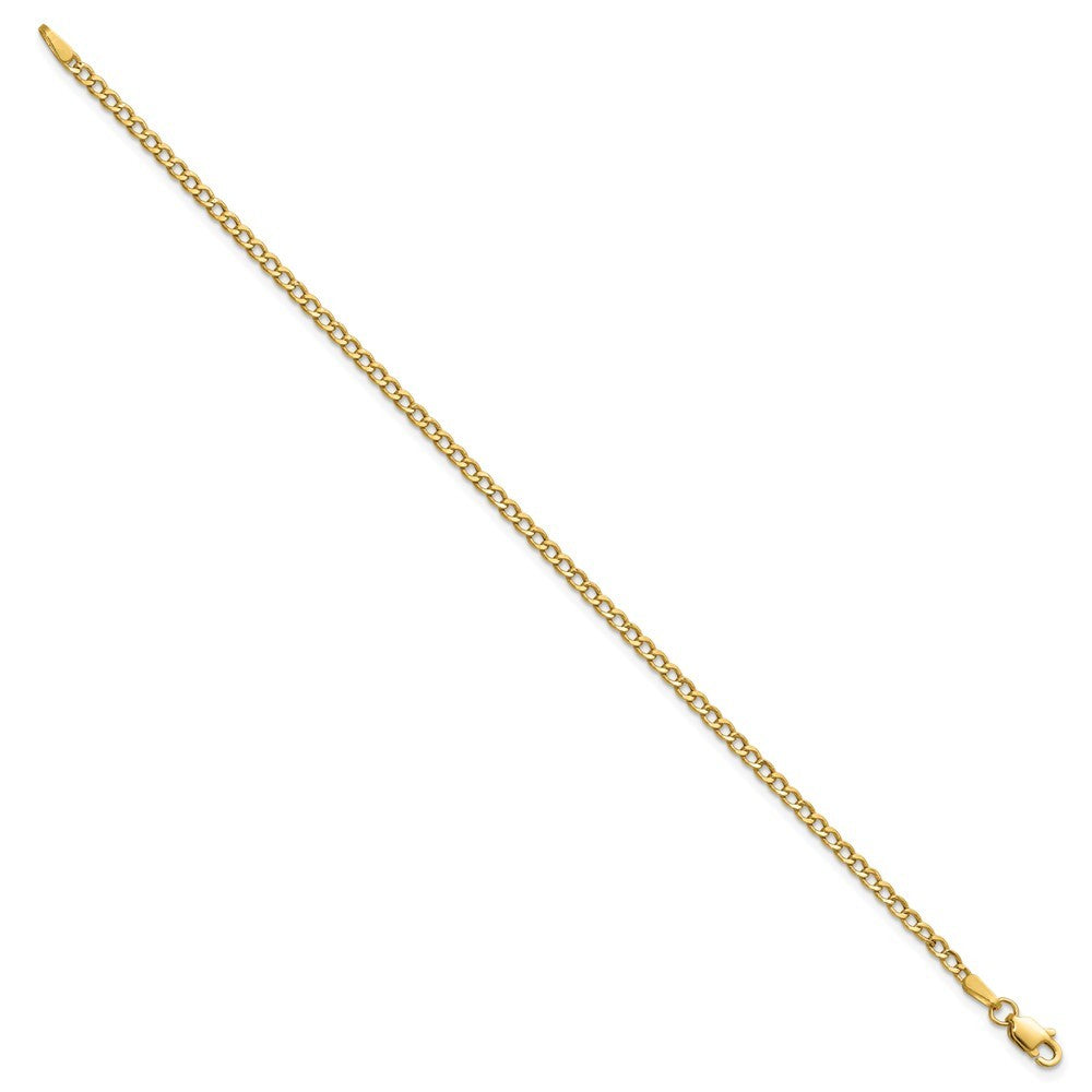 14k Yellow Gold 7 inch 2.5mm Semi-Solid Curb Bracelet