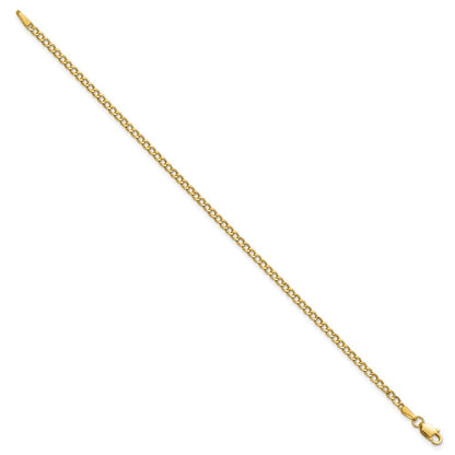 14k Yellow Gold 7 inch 2.5mm Semi-Solid Curb Bracelet