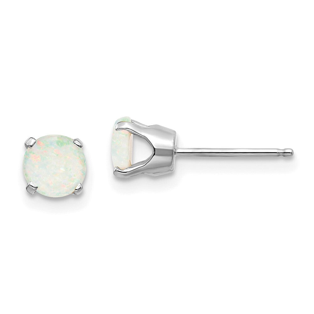 14k White Gold 5mm Opal Stud Earrings Gift for Women