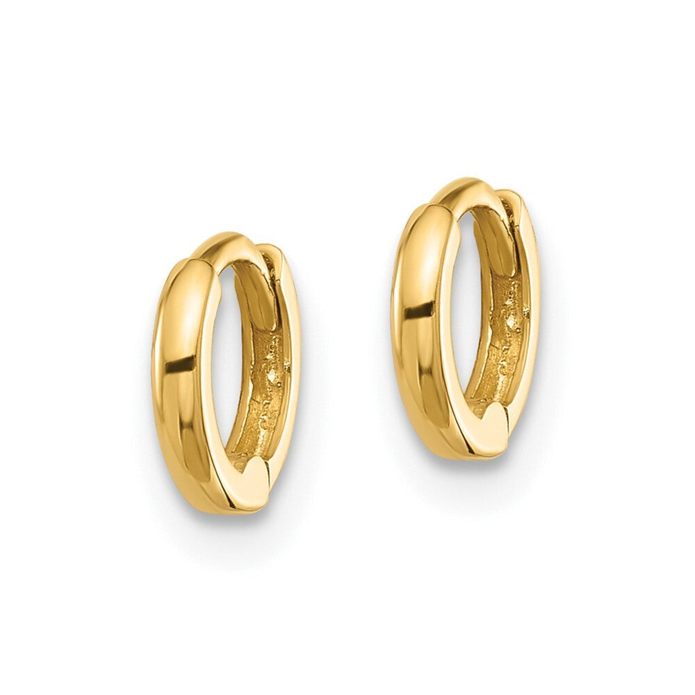 14k Yellow Gold Polished 1.45x7.5mm Hinged Huggie Hoop Earrings Gift for Women