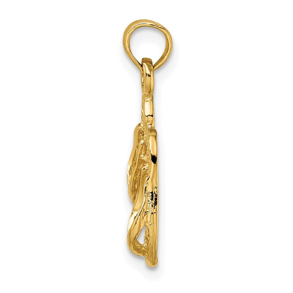 14k Yellow Gold 3D PAWLEYS ISLAND Double Flip-flop Charm Pendant for Women