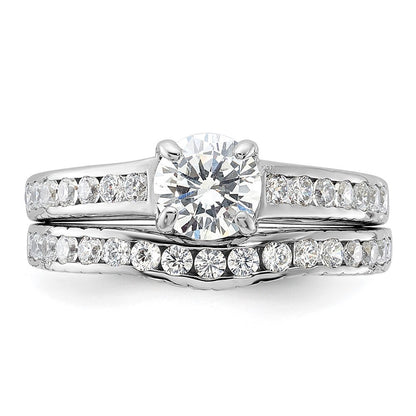 Sterling Silver Rhodium-plated 2-Piece Cubic Zirconia Wedding Set Ring Size 6