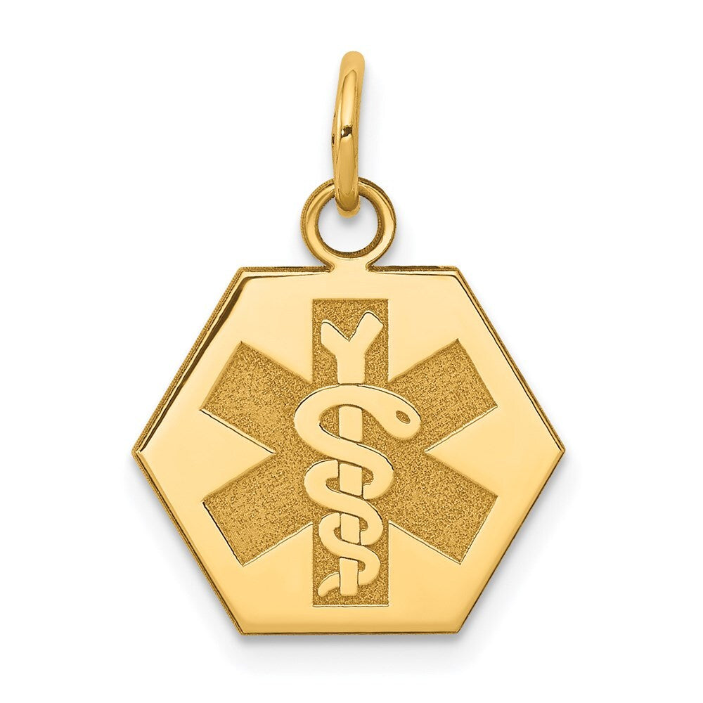 14k Yellow Gold Non-enameled Medical Jewelry Pendant for Women