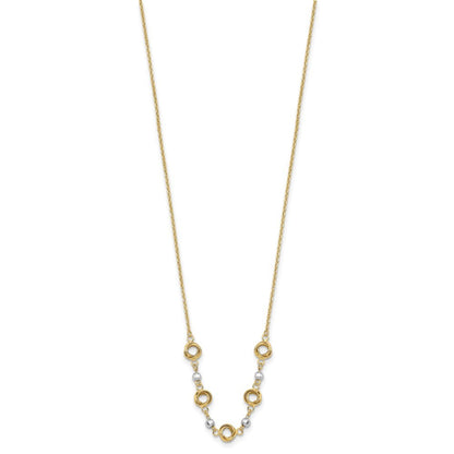 14K Two Tone 2 in Ext Polished Love Knots Diamond-Cut Bead Necklace