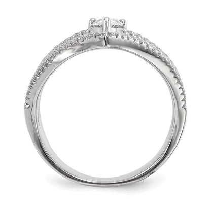 Sterling Silver Rhodium-plated Cubic Zirconia Ring Size 6