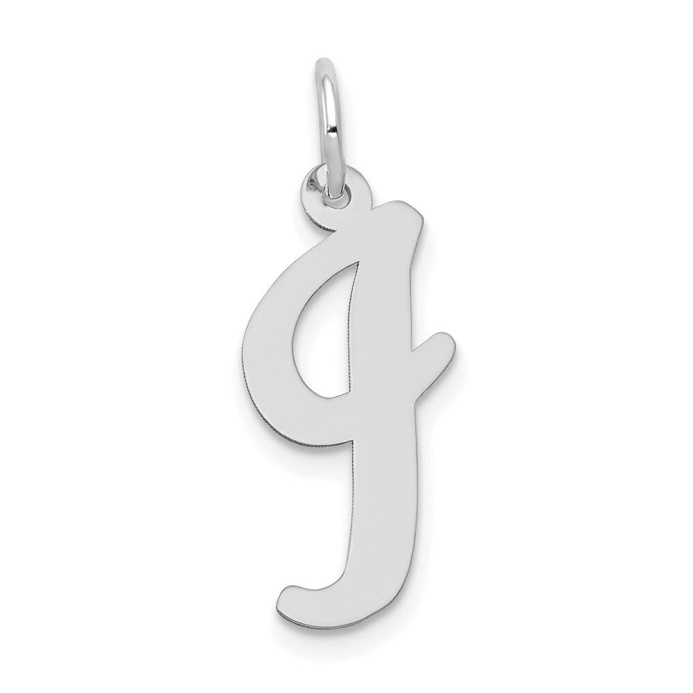 14k White Gold Large Script Letter I Initial Charm Pendant for Women