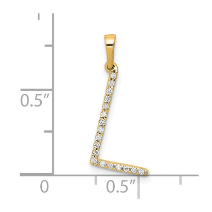 14k Yellow Gold Diamond Letter L Initial Pendant