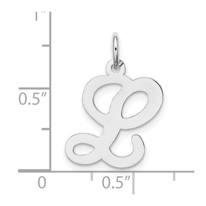 14k White Gold Script Letter L Initial Charm Pendant for Women