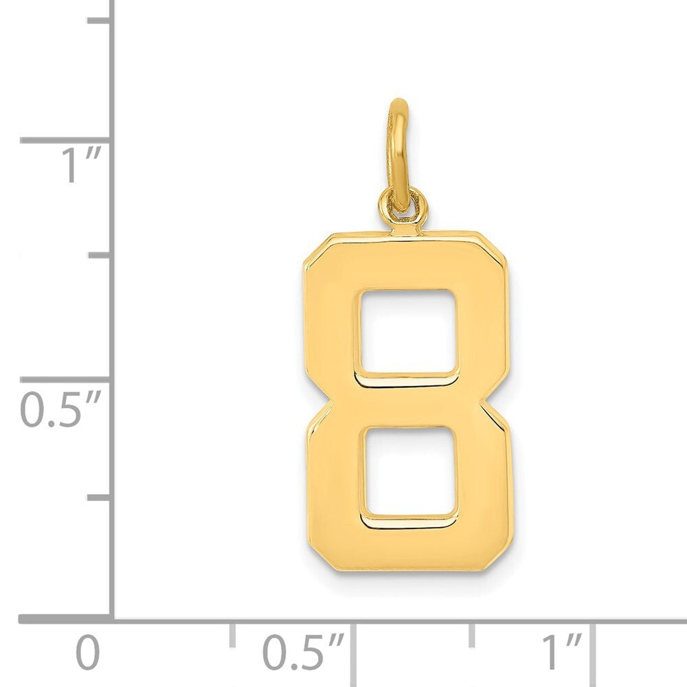 14k Yellow Gold Large Polished Number 8 Charm Pendant for Women