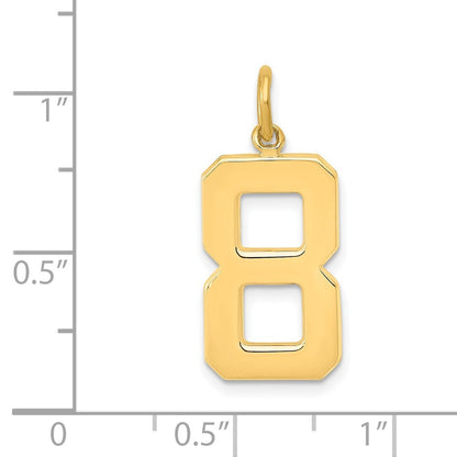14k Yellow Gold Large Polished Number 8 Charm Pendant for Women