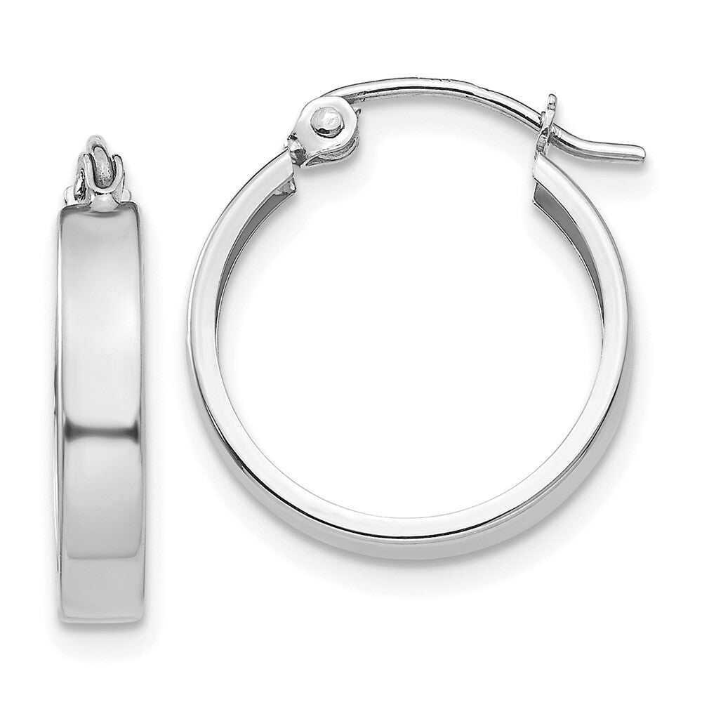 14k White Gold Polished 3mm Hoop Earrings Gift for Women