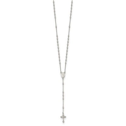 Sterling Silver Beaded Rosary18 inch Necklace with1.25 inch extension