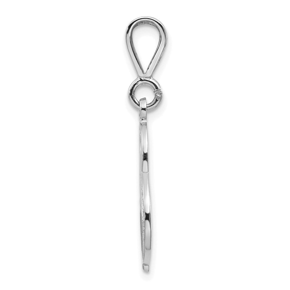 14k White Gold Solid Polished Script Filigree Letter S Initial Pendant