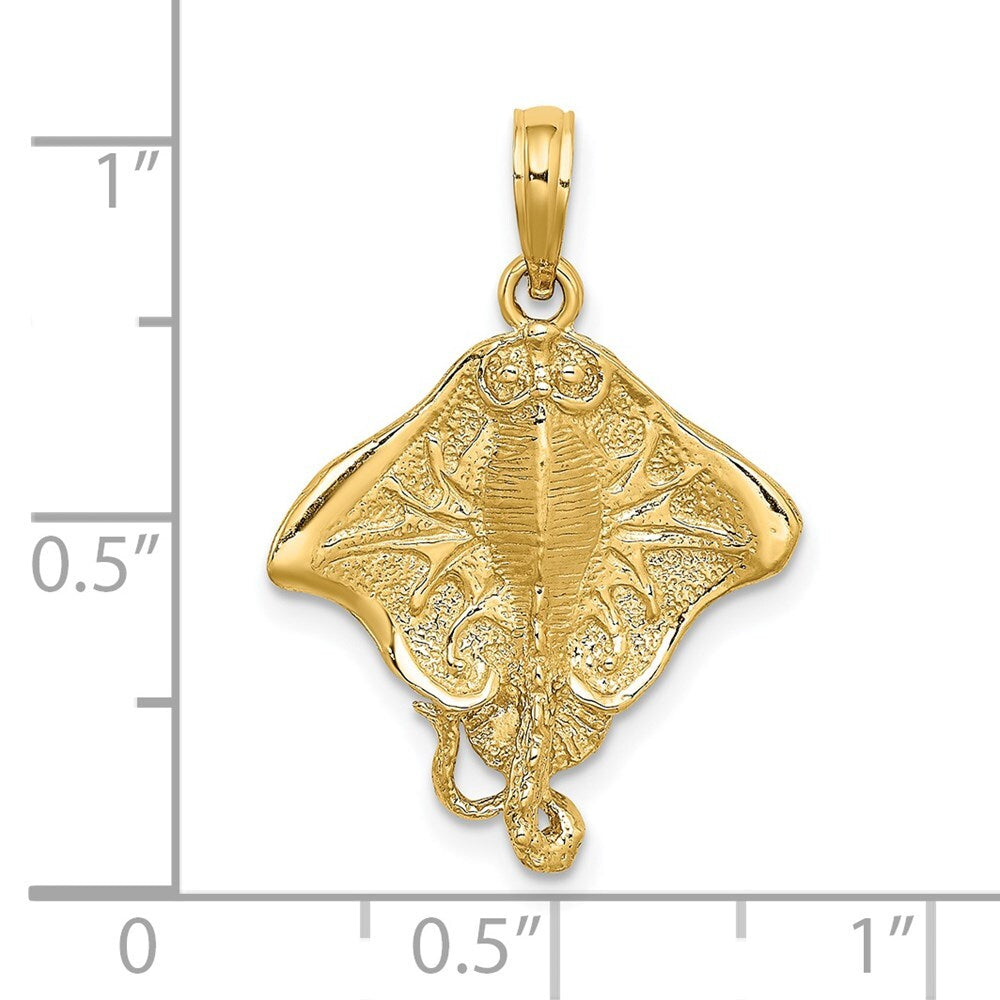 14k Yellow Gold Stingray Charm Pendant for Women