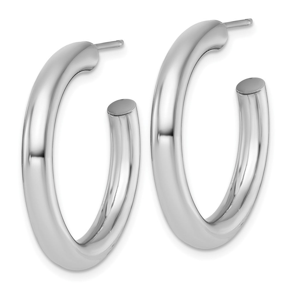 14k White Gold Polished 4.0 x 30mm Tube C-Hoop Earrings