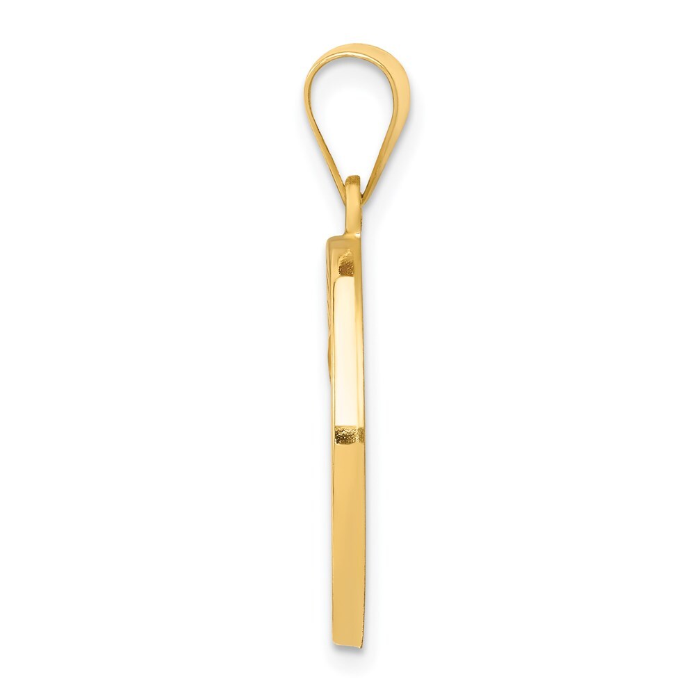 14k Yellow Gold Polished and Satin St Matthew Medal Hollow Pendant for Women