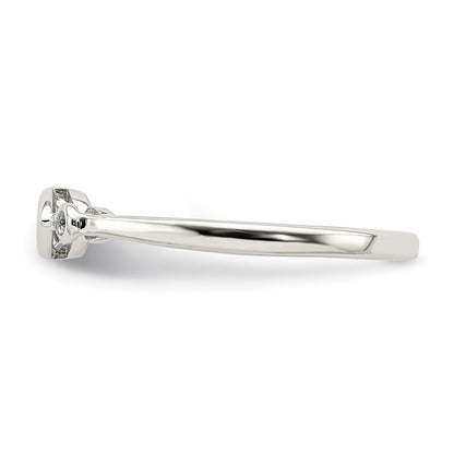 Sterling Silver Rhodium-plated Polished Aquamarine/White Topaz Ring Size 6