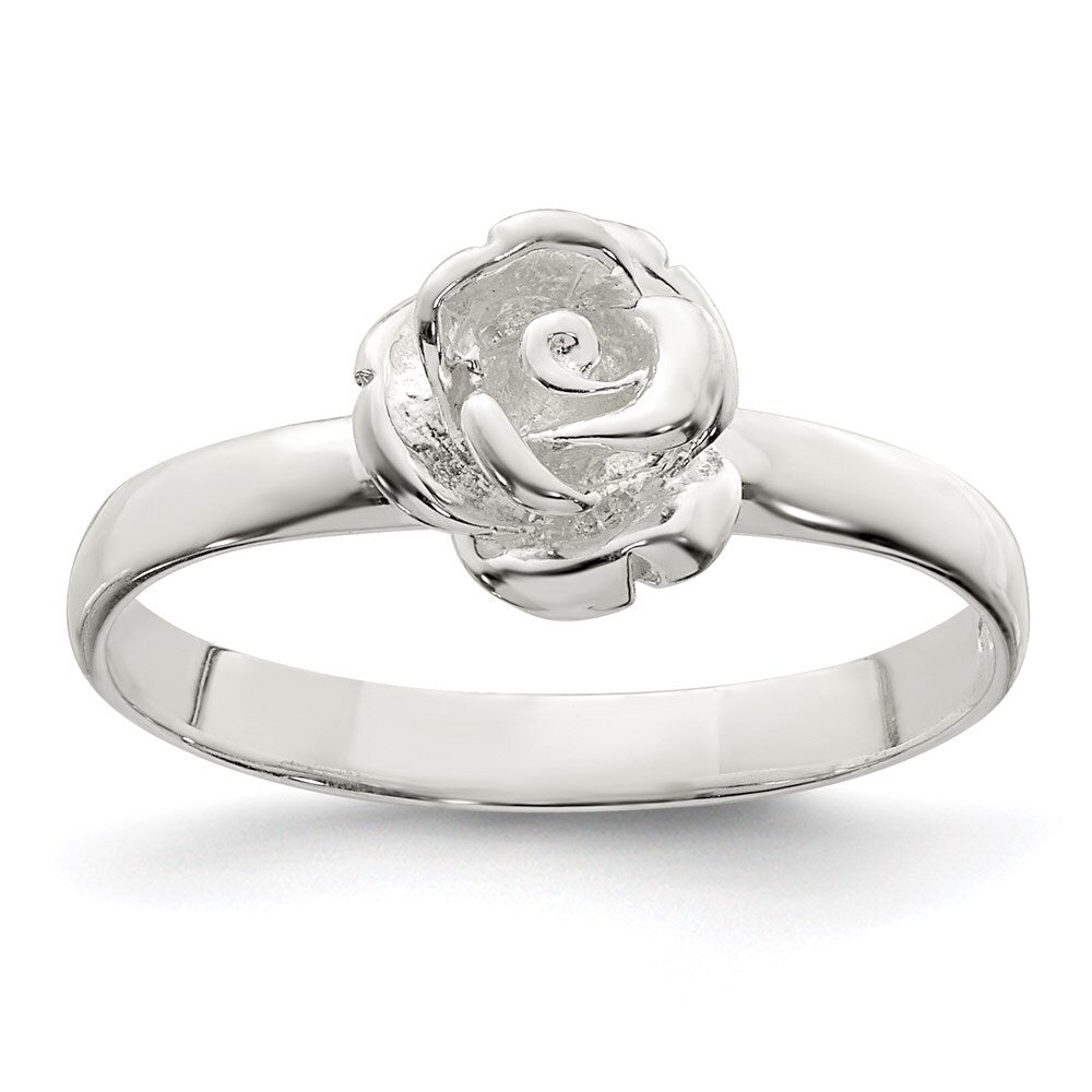 Sterling Silver 8mm Rose Ring Size 7
