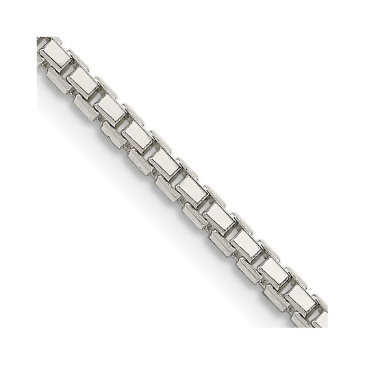 Sterling Silver 2mm 8 Sided Diamond-cut Box Chain Necklace