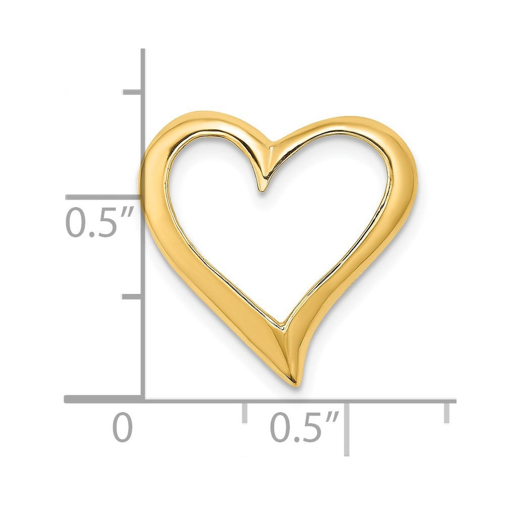 14k Yellow Gold Large Floating Heart Chain Slide