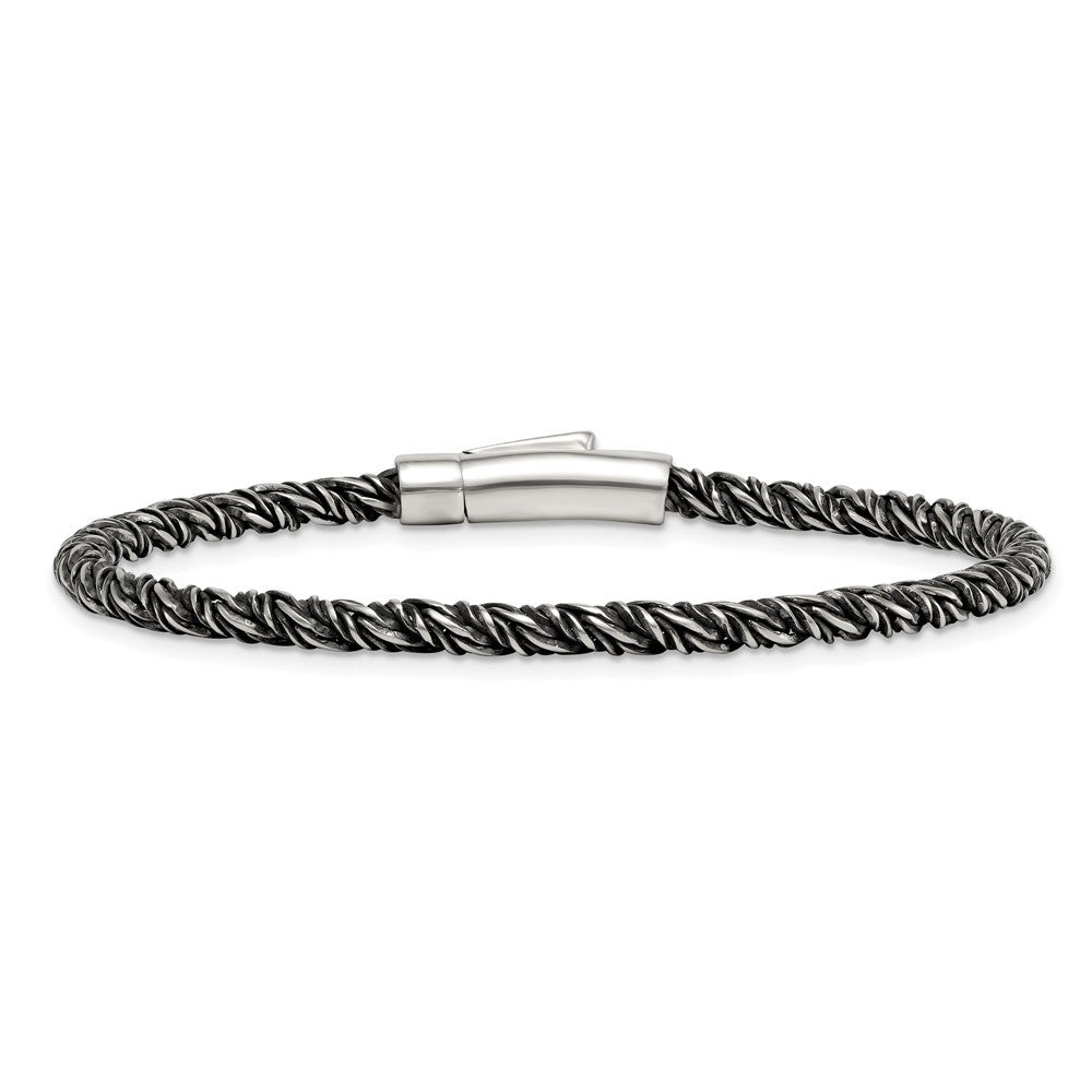 Sterling Silver Antiqued  3.75mm Twisted Franco Chain Bracelet 8" Bracelet