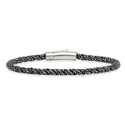 Sterling Silver Antiqued  3.75mm Twisted Franco Chain Bracelet 8" Bracelet