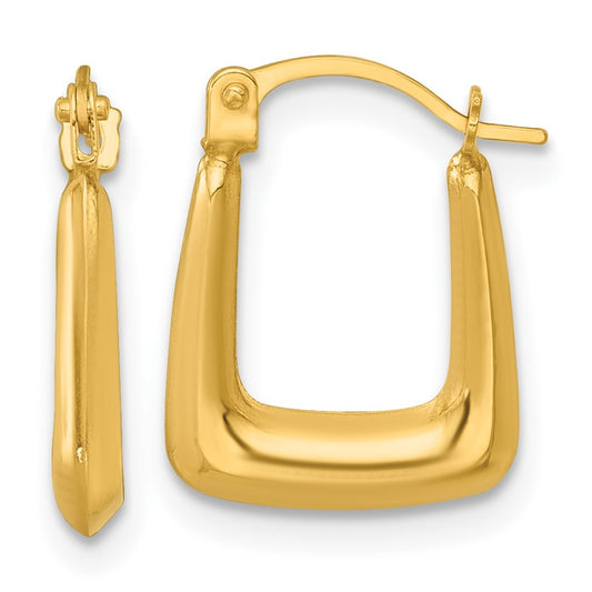 14k Yellow Gold Polished 2.25mm Square Hollow Hoop Earrings