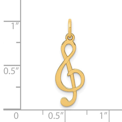 14k Yellow Gold Polished Treble Clef Charm Pendant for Women