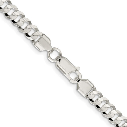Sterling Silver Rhodium-plated 5.65mm Concave Beveled Curb Chain