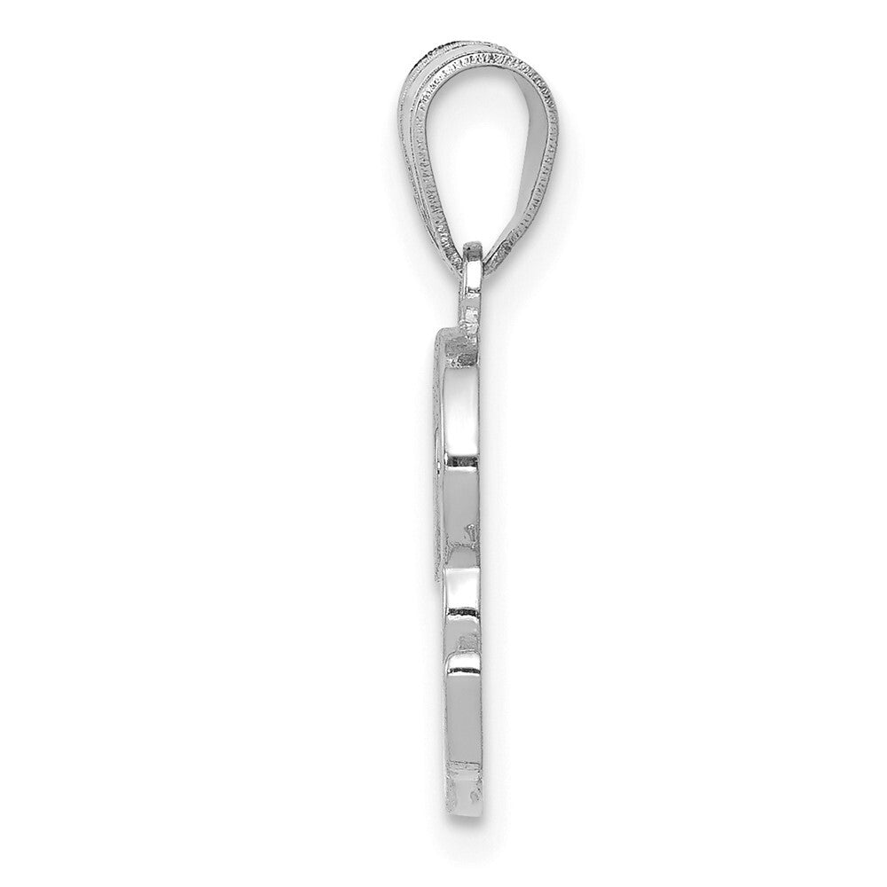 14k White Gold Script Letter R Initial Pendant for Women