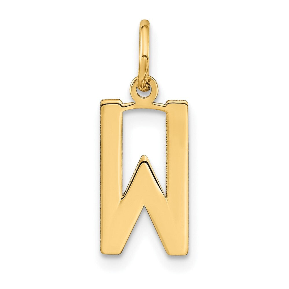 14k Yellow Gold Letter W Initial Pendant for Women