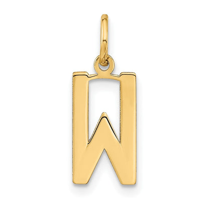 14k Yellow Gold Letter W Initial Pendant for Women