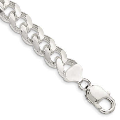 Sterling Silver 10.5mm Domed w/ Side Diamond-Cut Curb Chain Bracelet